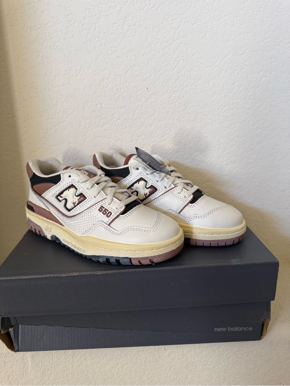 New Balance Kids 550 Sneakers in White and Brown